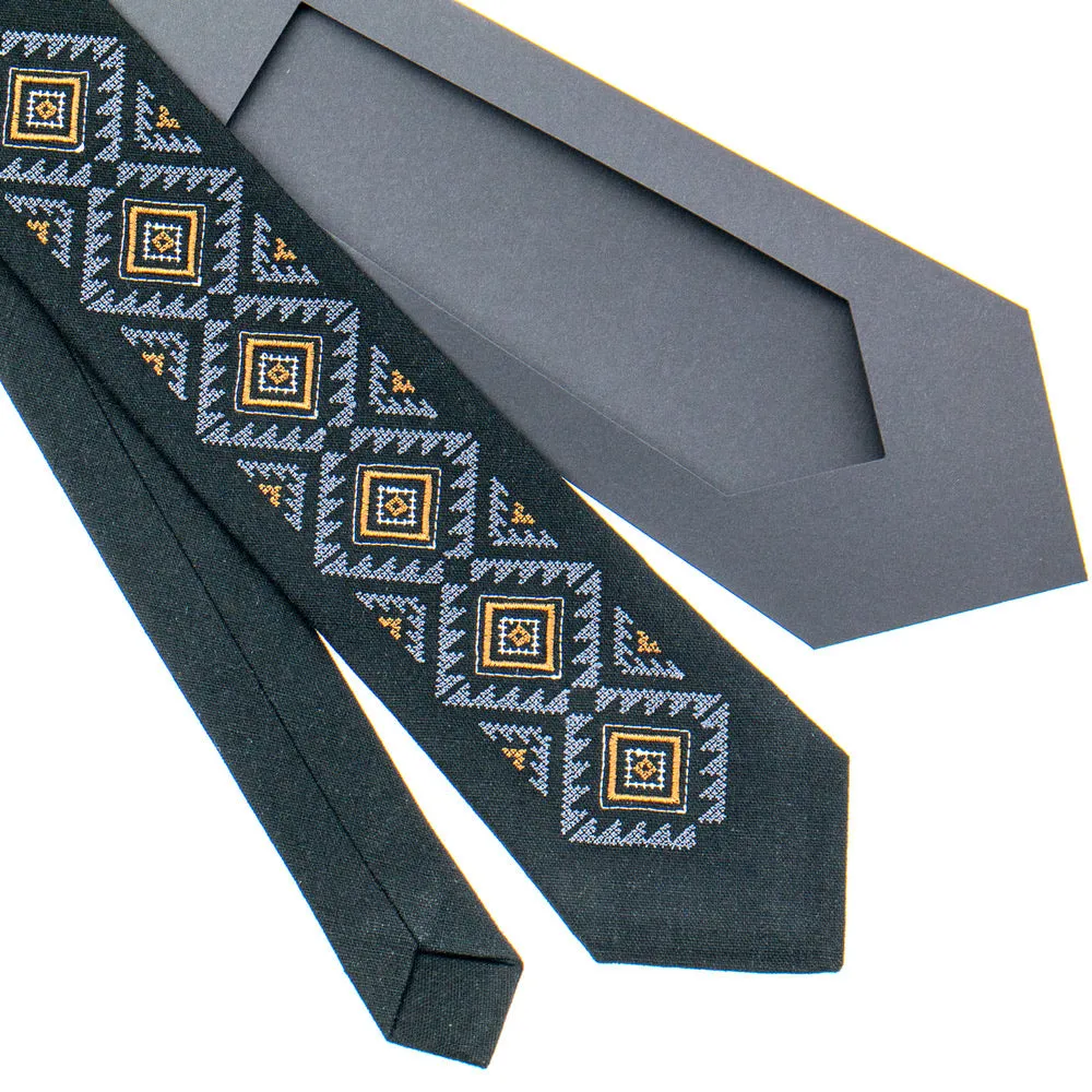 Modern Geometric Necktie - Black