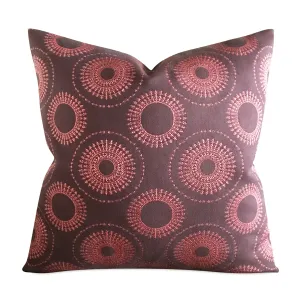 Moorish Purple Boho Circular Geometric Throw Pillow Cover 22x22