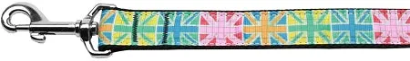 Multi-color Uk Flag Nylon Dog Leash 3-8 Inch Wide 4ft Long