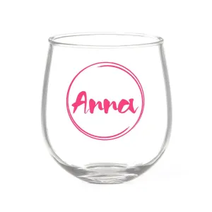 Name in Circle Stemless Wine Glass