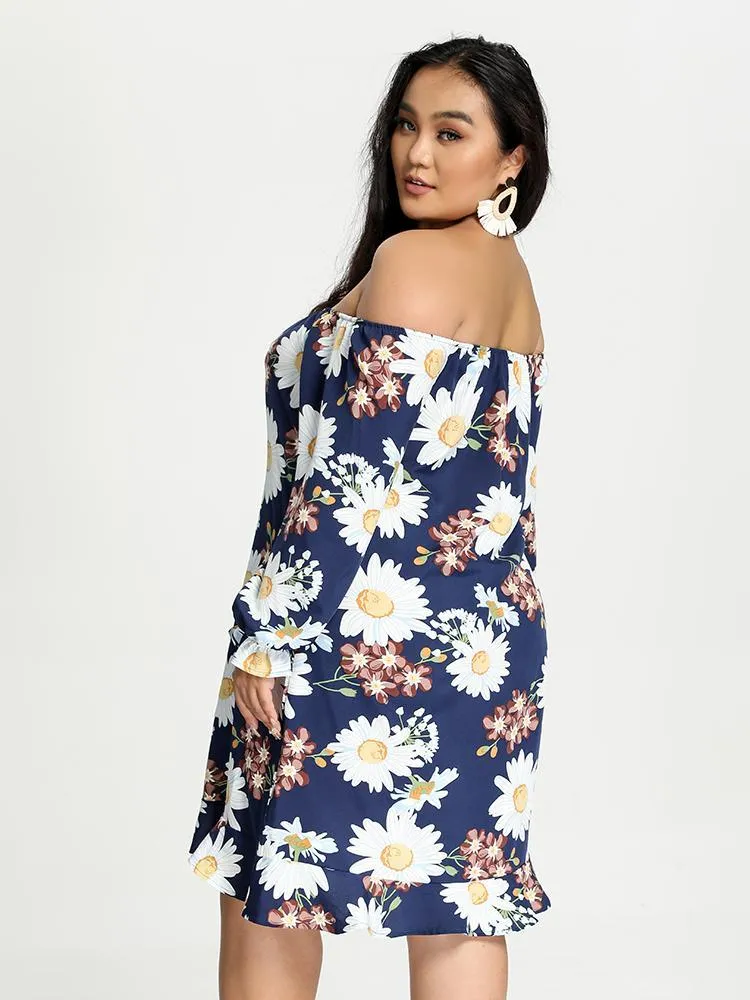 Off Shoulder Knot Floral Dress