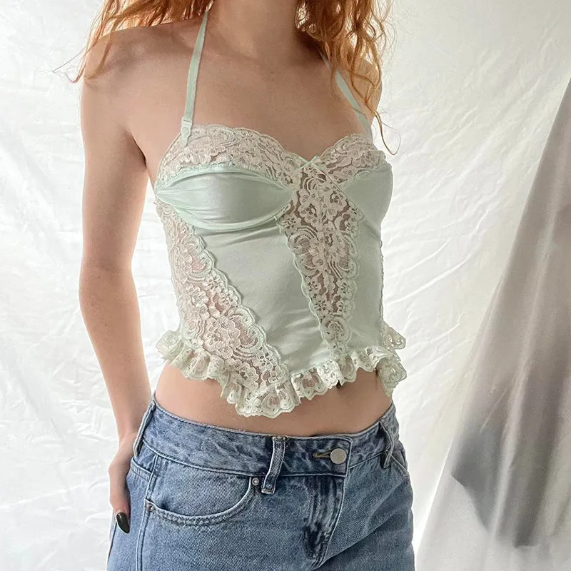 Penny Lace Halterneck Crop Top