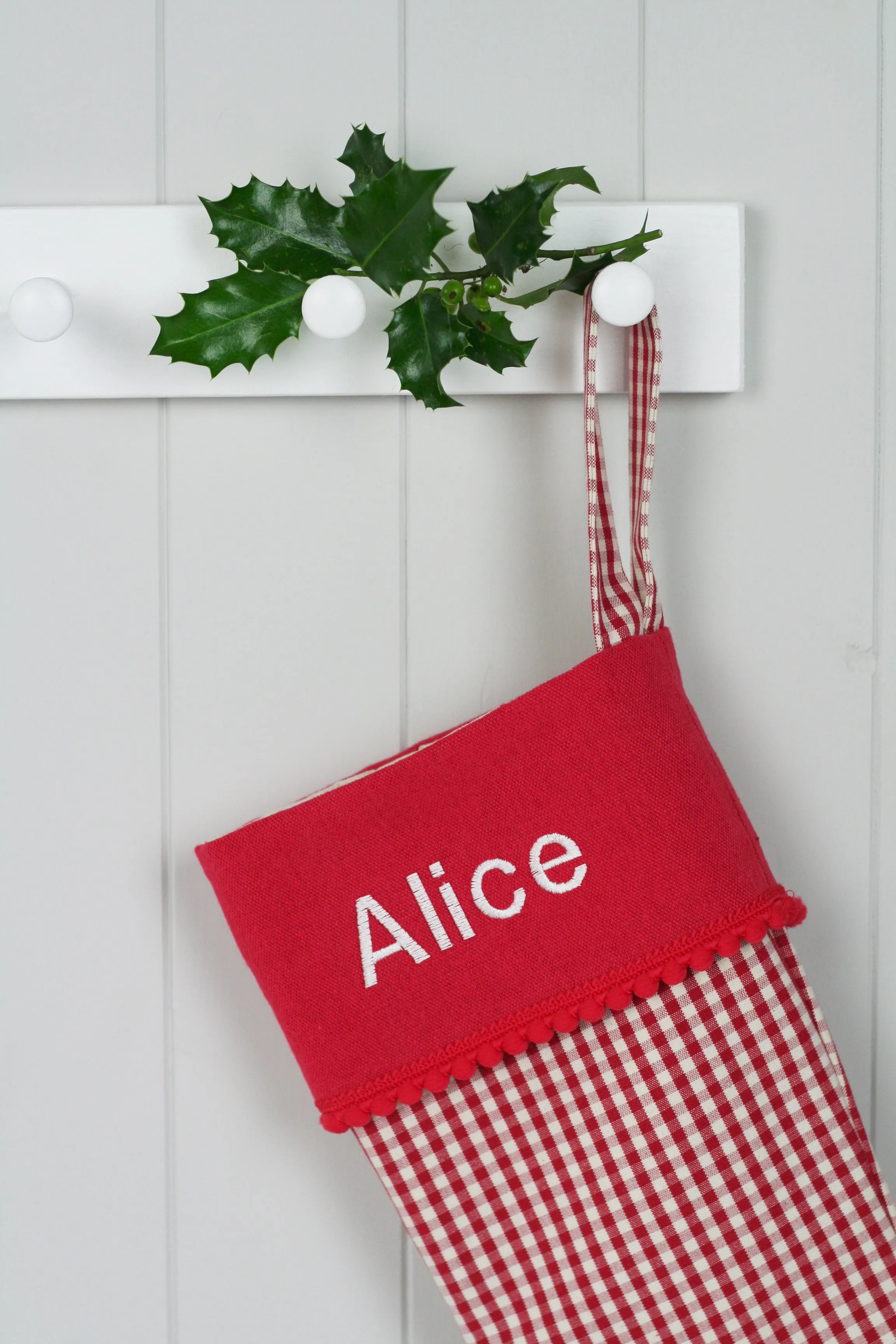 Personalised Christmas Stocking GINGHAM CHECKS