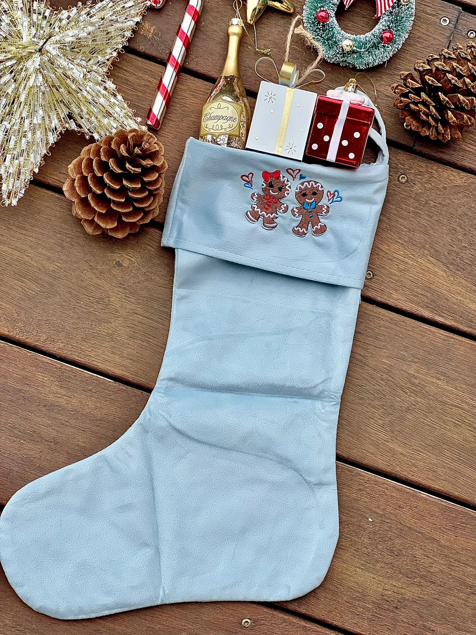 Personalized Embroidered Velvet Christmas Sock