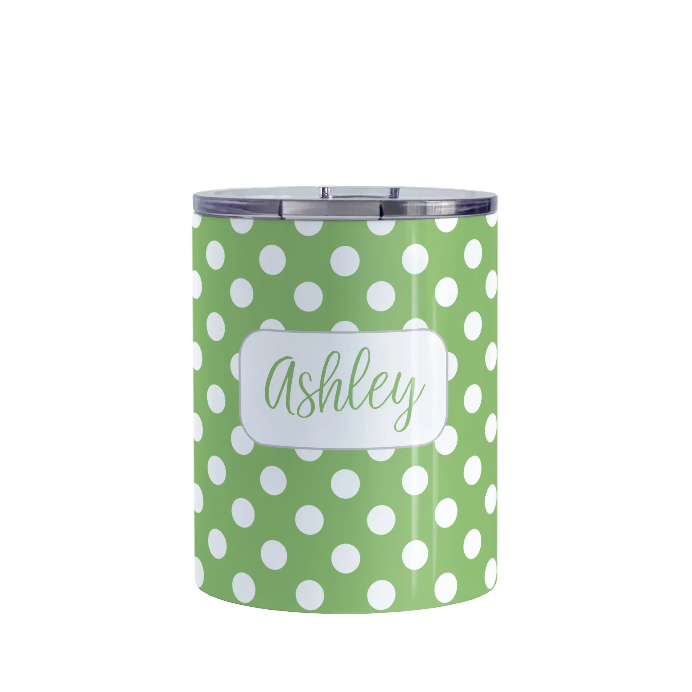 Personalized Green Polka Dot Tumbler Cup