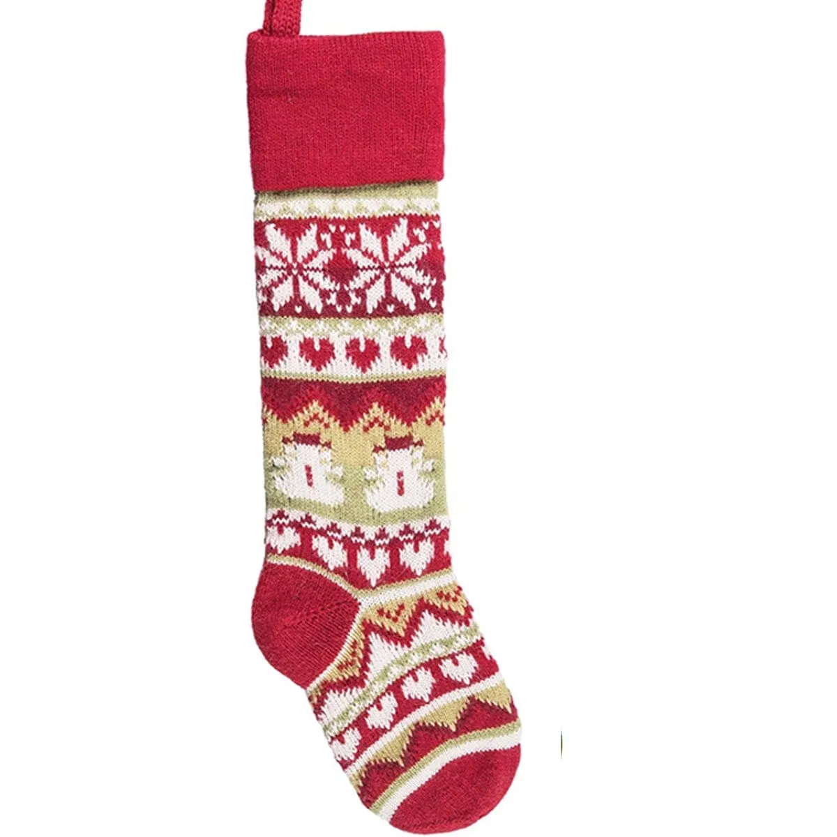 Personalized Knitted Christmas Stockings Red Green White