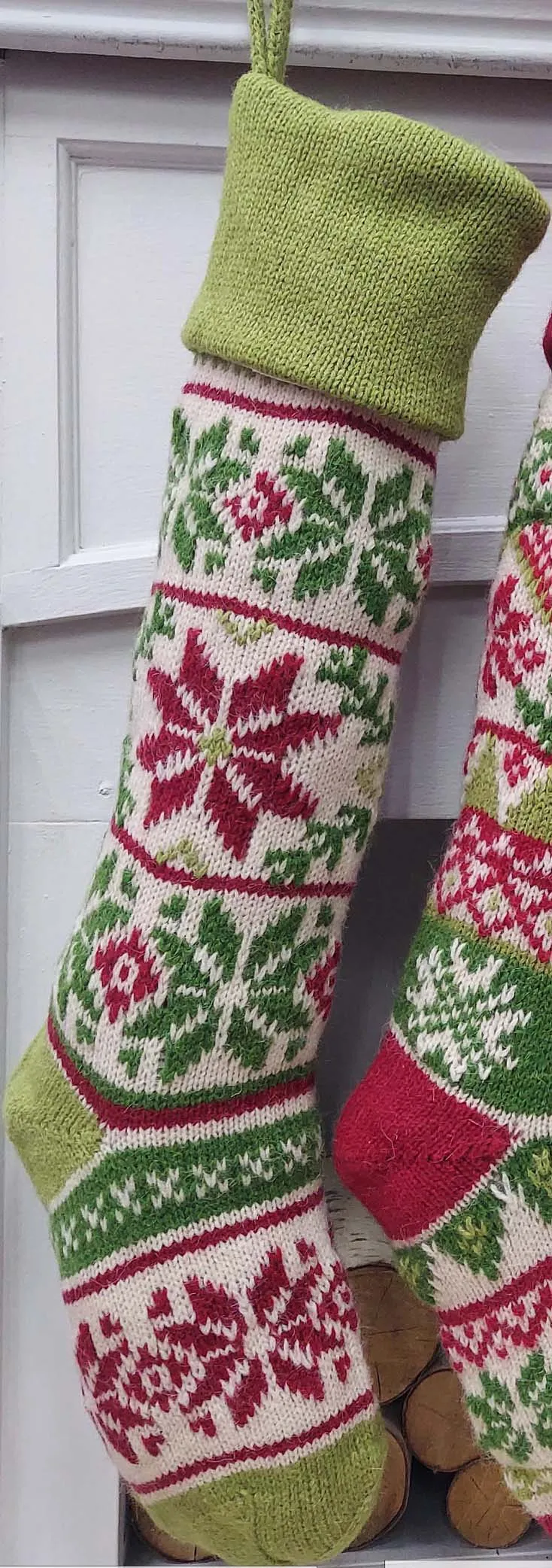 Personalized Knitted Christmas Stockings Red Green White