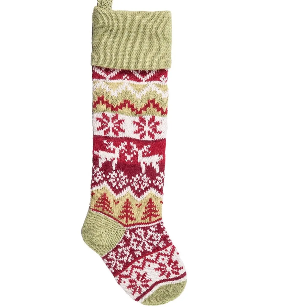 Personalized Knitted Christmas Stockings Red Green White