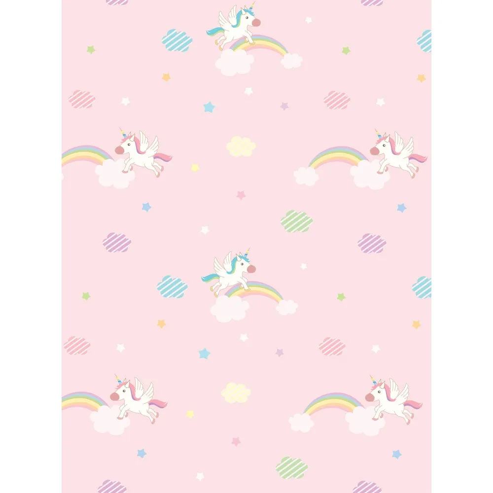 Pink Unicorn Rainbow Printed Backdrop