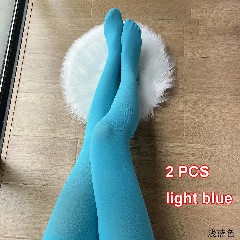 Plus Size Candy Color Velvet Stockings - High Quality Spandex Nylon Solid Tights for Women