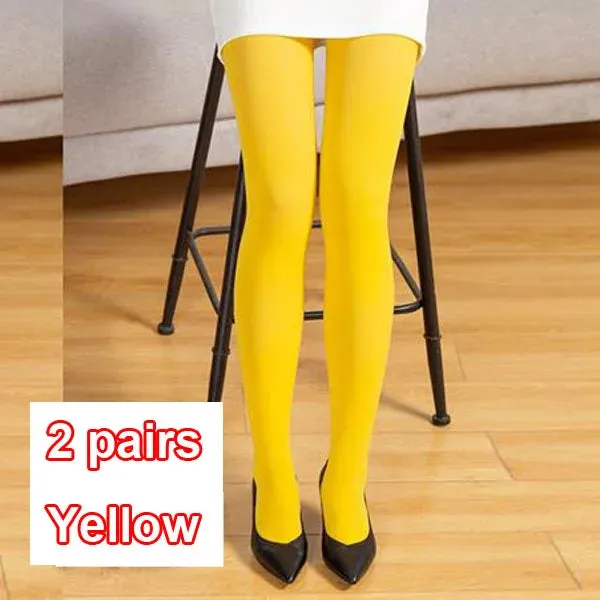 Plus Size Candy Color Velvet Stockings - High Quality Spandex Nylon Solid Tights for Women