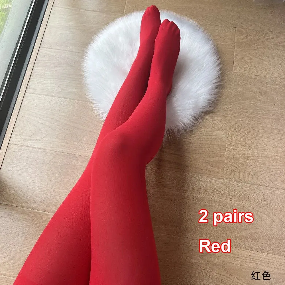 Plus Size Candy Color Velvet Stockings - High Quality Spandex Nylon Solid Tights for Women