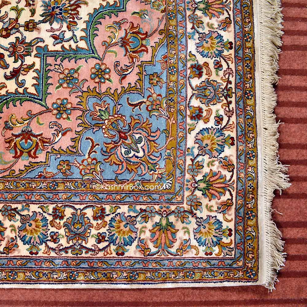 Pure White Kashan Silk Carpet