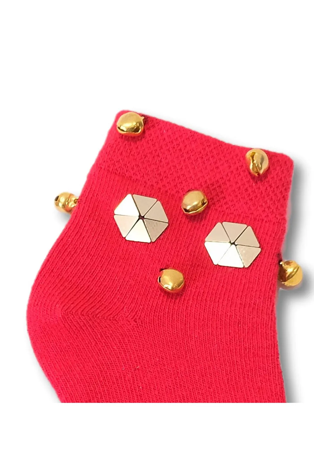 Red Ghungroo Embellished Cotton Socks