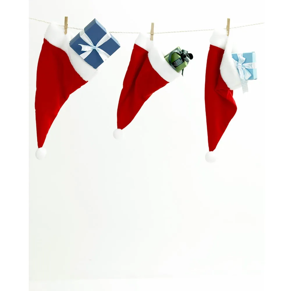 Santas Hat Stockings Printed Backdrop