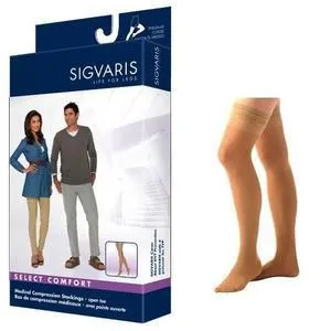 Select Comfort Thigh-High with Grip-Top, 30-40, Large, Long, Closed, Suntan