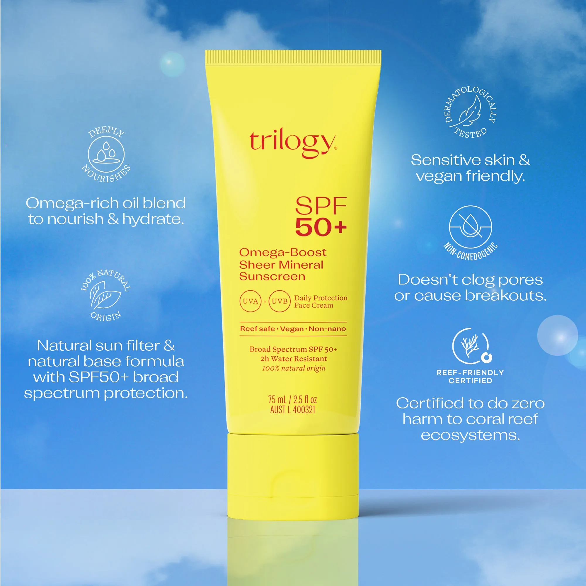 SPF 50  Omega-Boost Sheer Mineral Sunscreen, 75mL