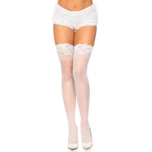 Stockings - StayUp Thigh High White Queen