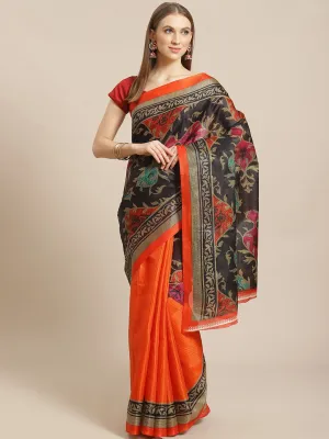 SVB Saree Orange Printed Saree