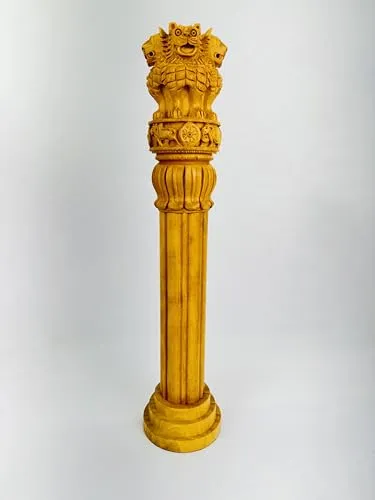 The Artisan Workshop | White Wood Ashoka Pillar L-3 inches w-3 H-14 inches Weight 425 Grams