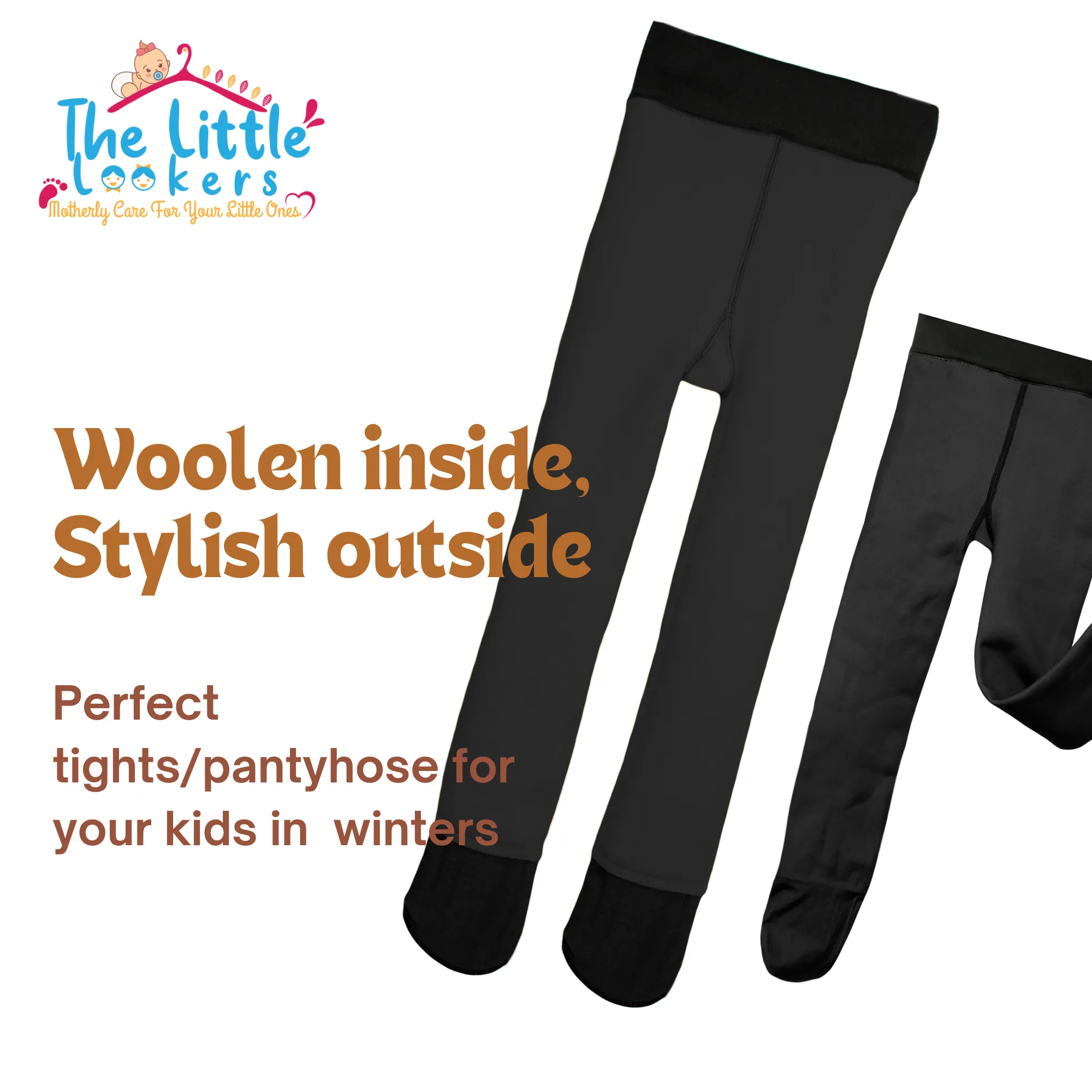 THE LITTLE LOOKERS Woollen Fleece Stockings for Kids I Baby Tights Thick Toddler Baby Girls/ Boys Seamless Knit Leggings Thick Solid Cotton Stockings Footed Pants Pantyhose