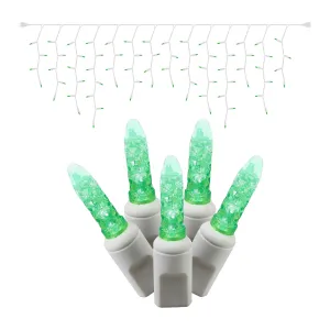 timeless 70 Red-Pure White M5 LED Icicle Light on White Wire, 9' Christmas Single Mold Light Strand Green Steady Green