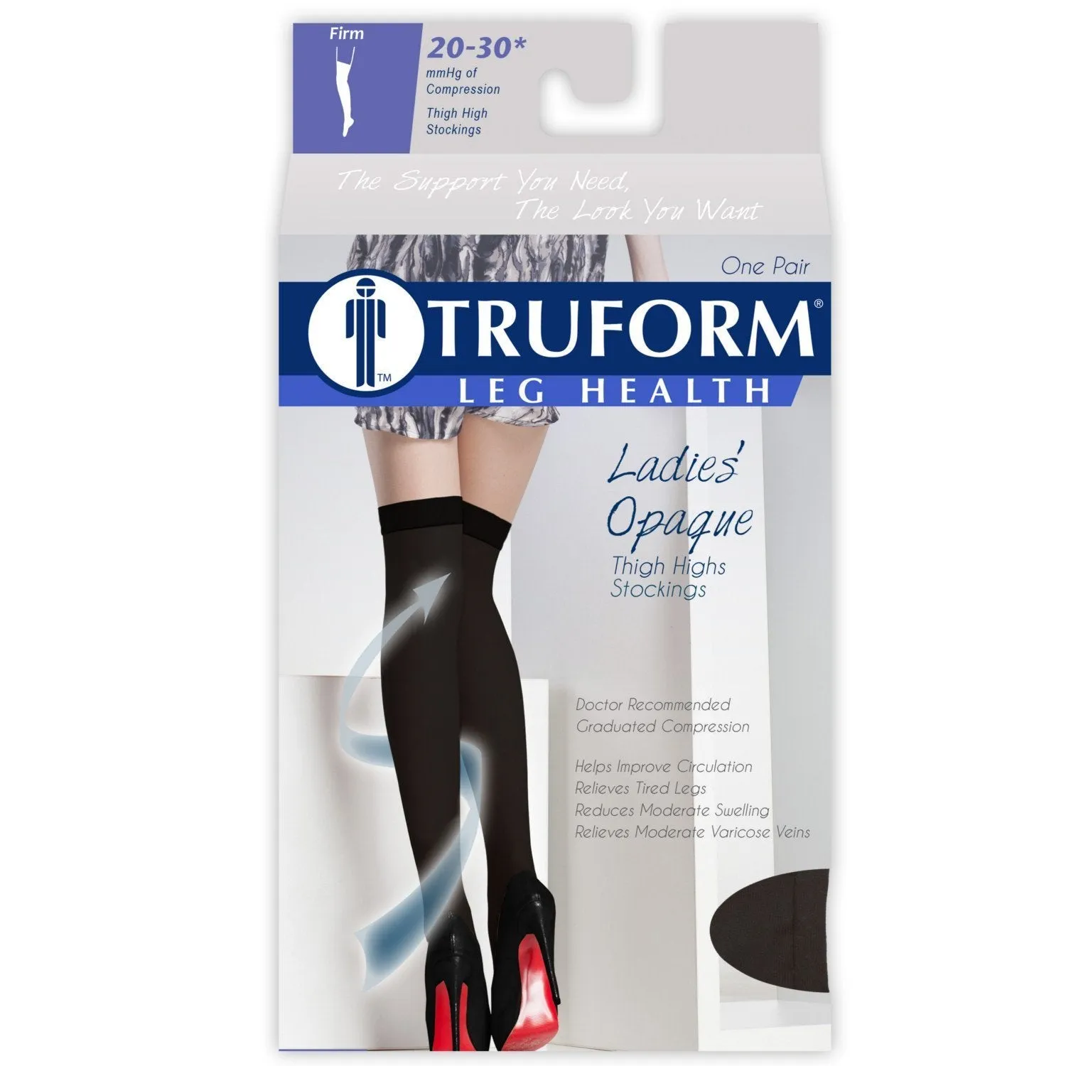 TRUFORM® Ladies Opaque Thigh High 20-30 mmHg