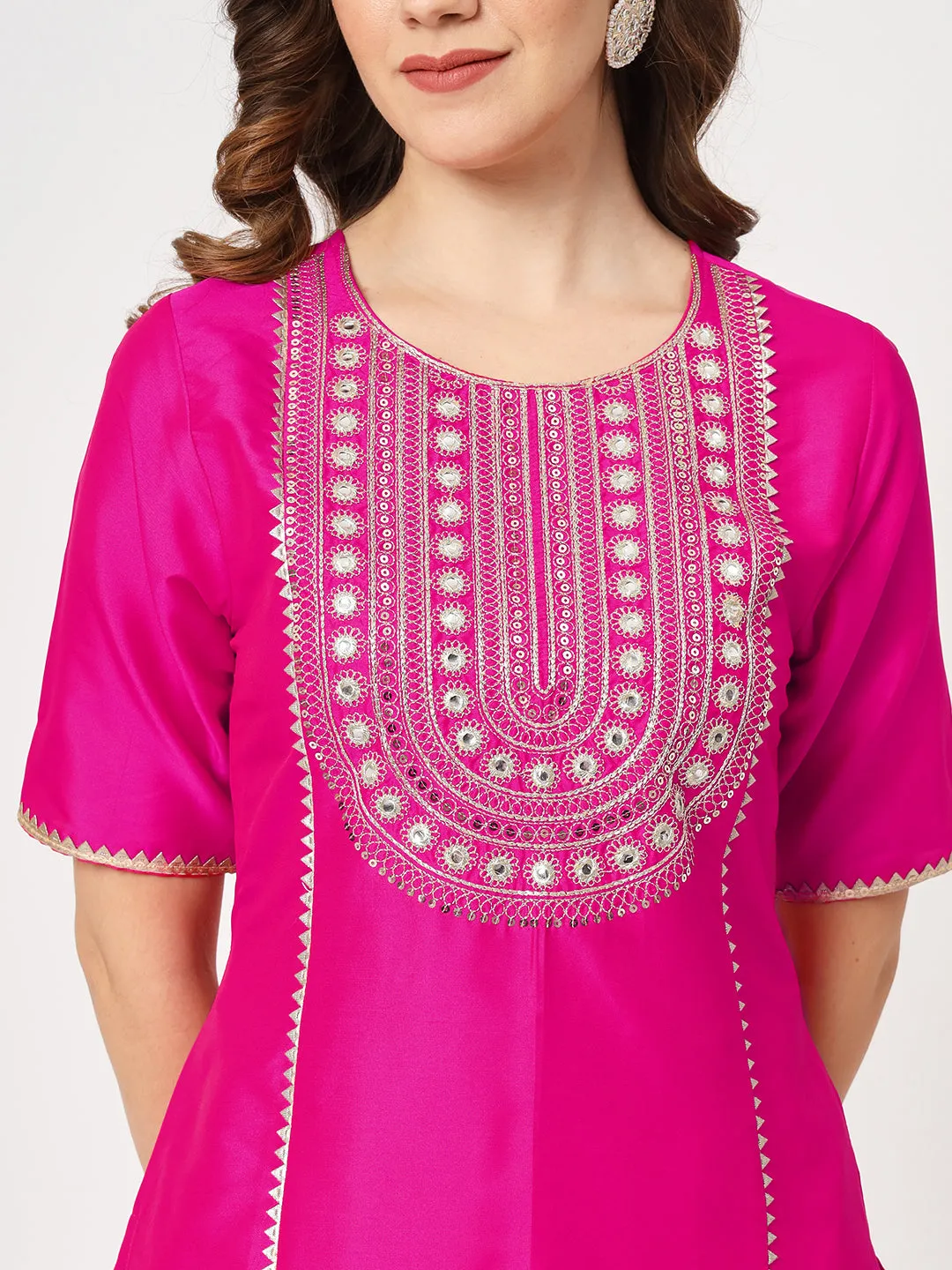 U-Shape Embroidered Neck Festive Wear Kurta