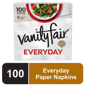 Vanity Fair Everyday Disposable Paper Napkins, White, 100 Count