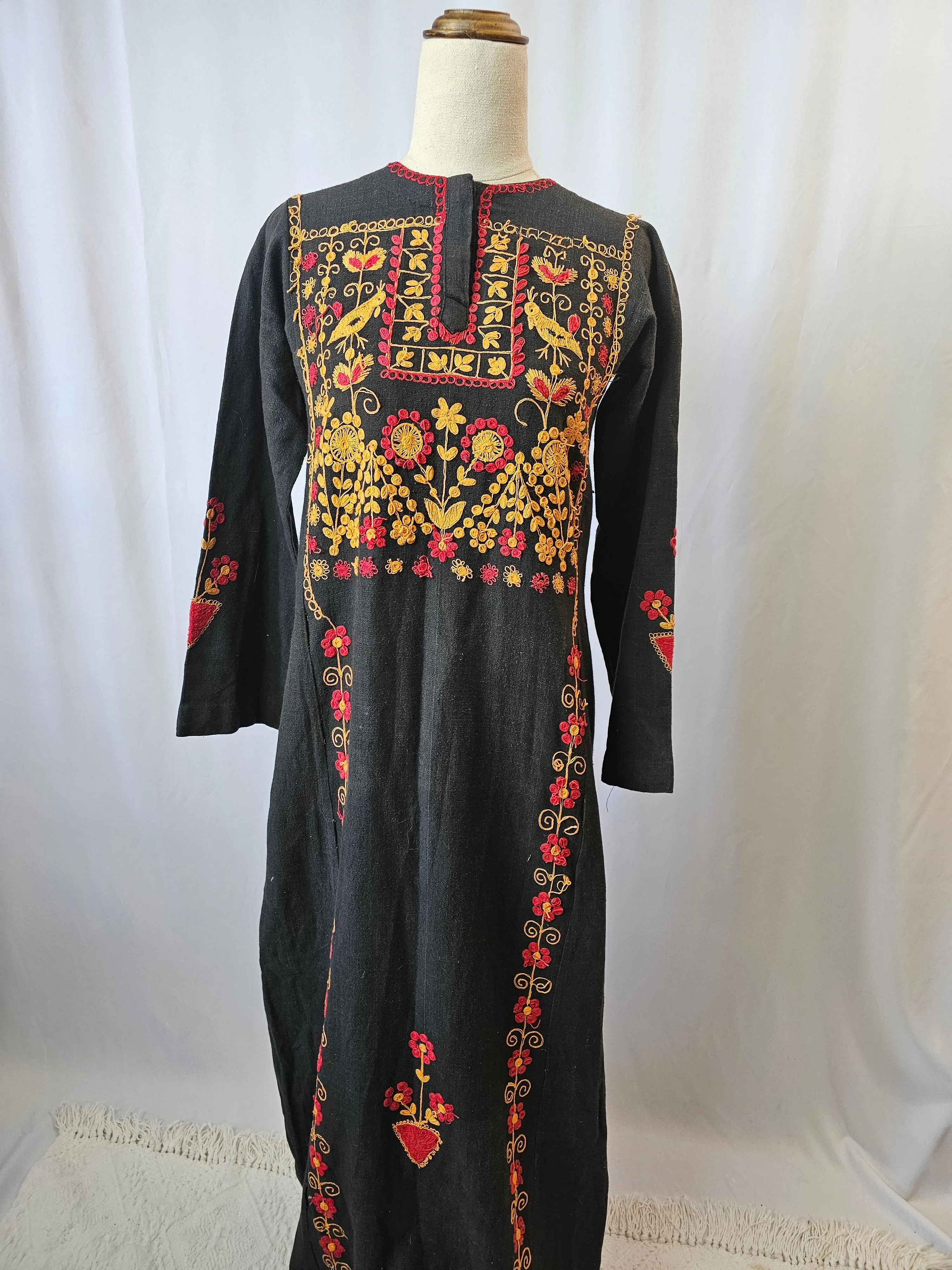 VINTAGE 70s FOLK DRESS S