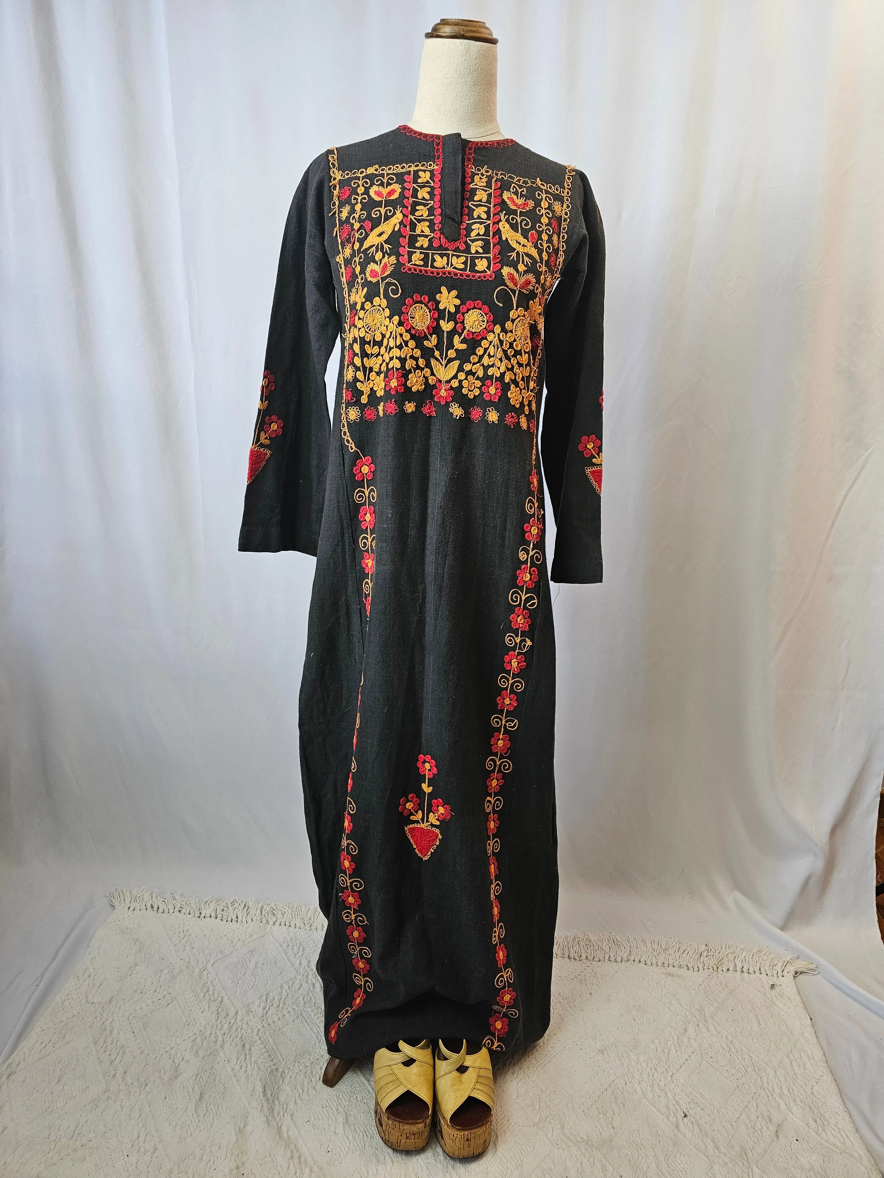 VINTAGE 70s FOLK DRESS S