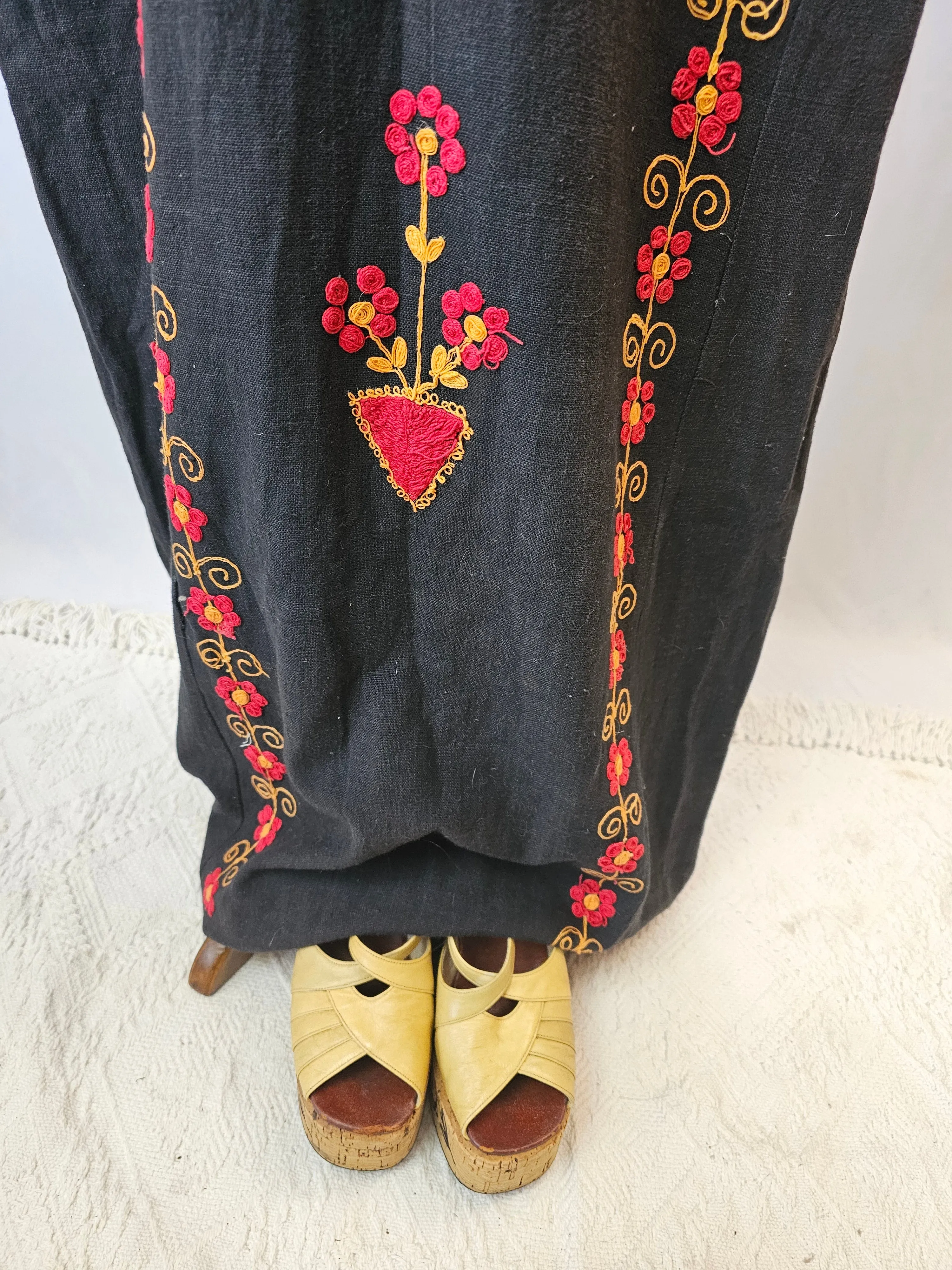 VINTAGE 70s FOLK DRESS S