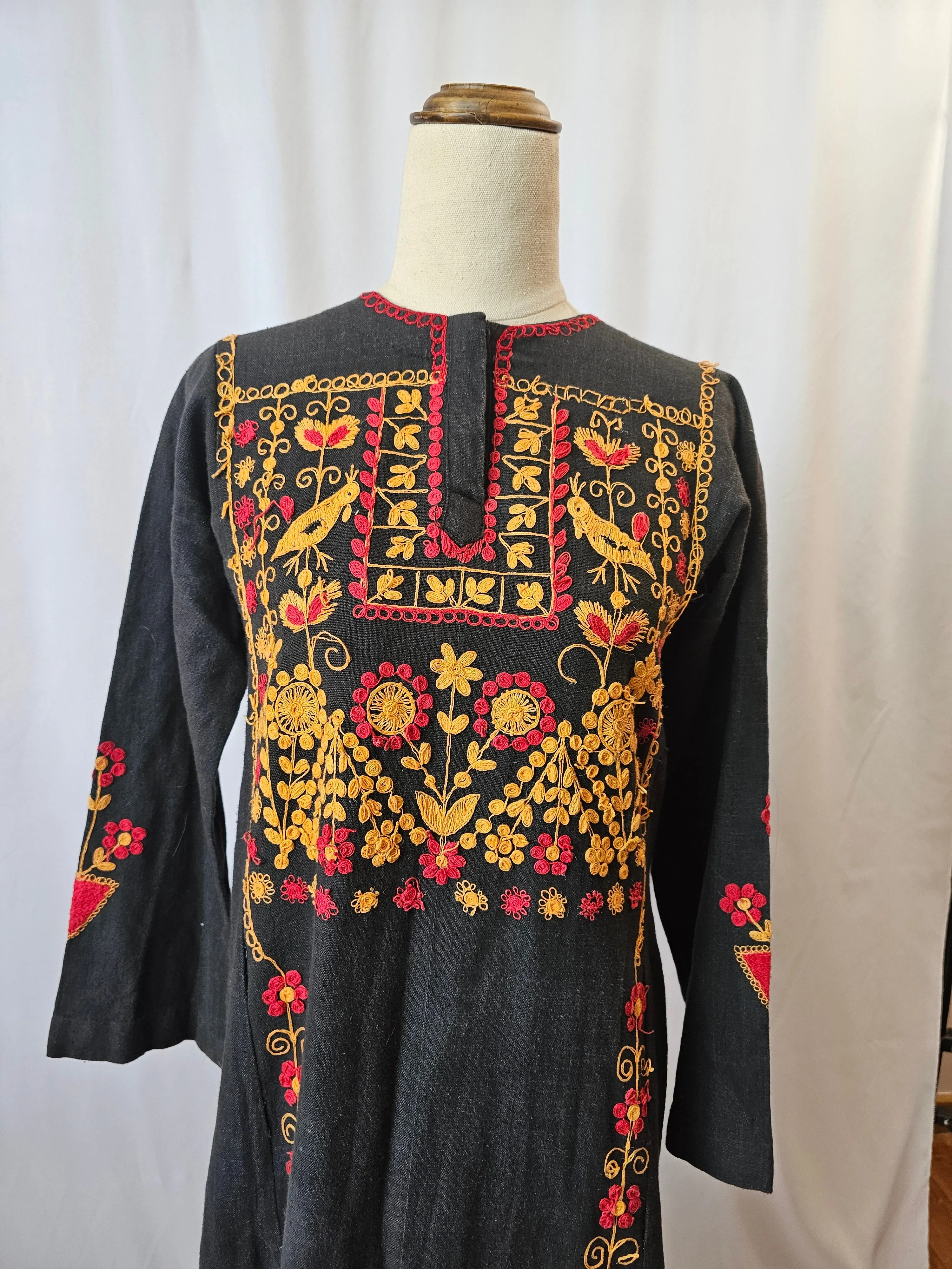 VINTAGE 70s FOLK DRESS S