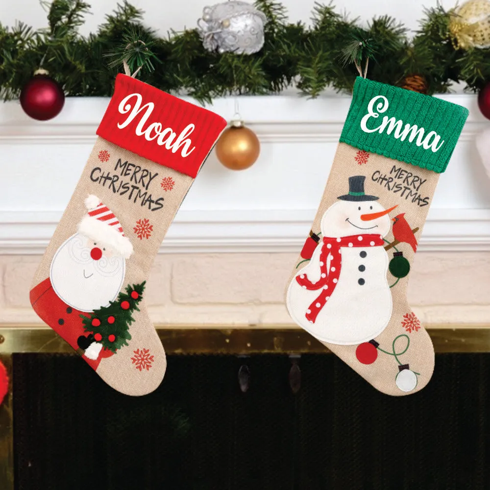 Vintage Vibe Stockings - Happy Santa