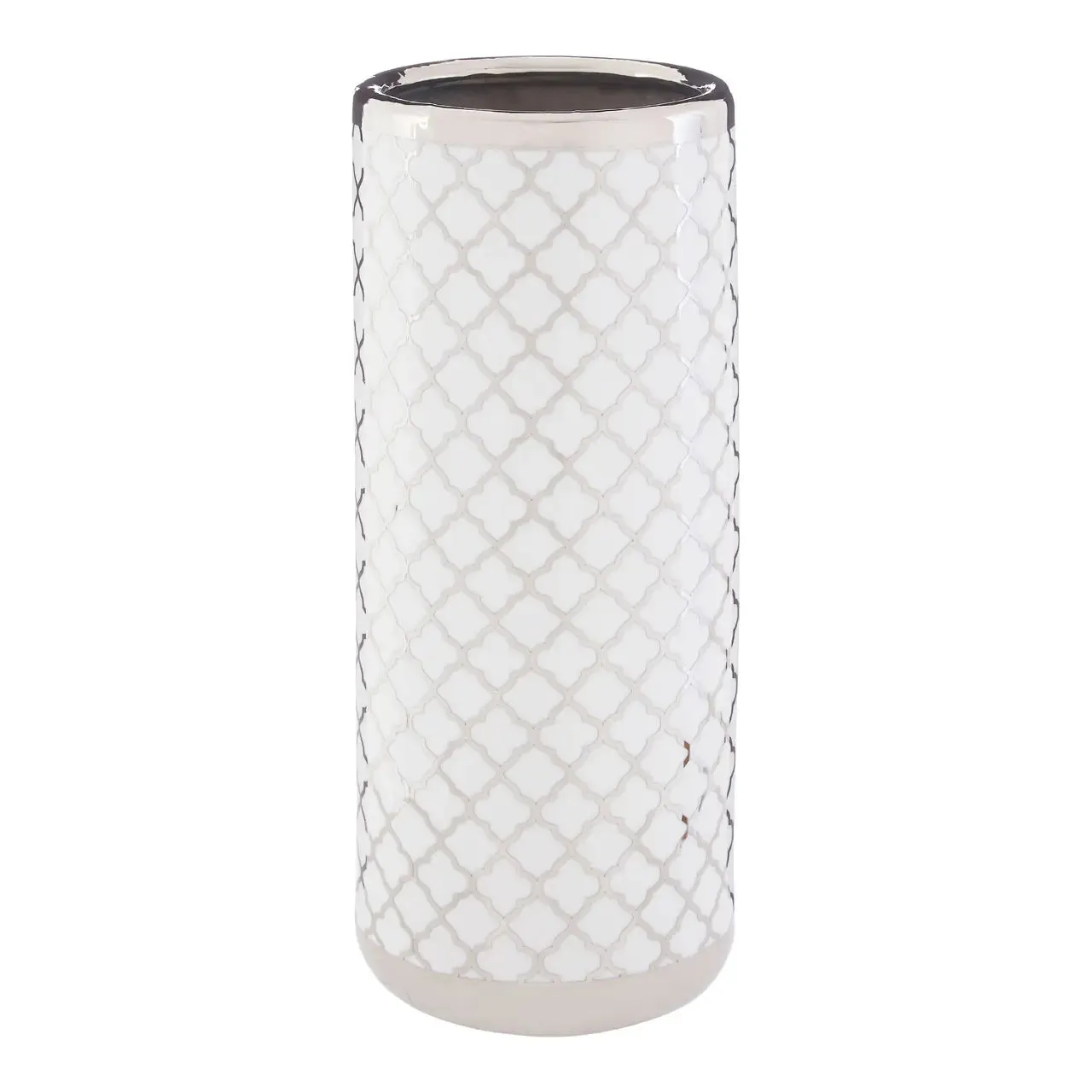 White and Chrome Detail Umbrella Stand