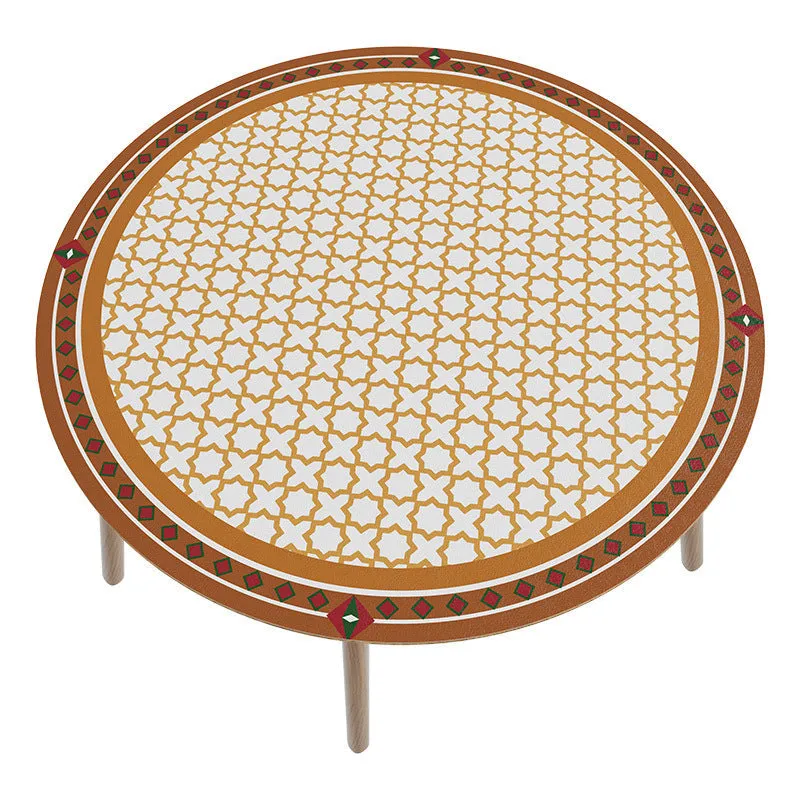 White Simple Table Mat Waterproof Oil-Proof round Leather Tablecloth Household PVC Leather round Tablecloth