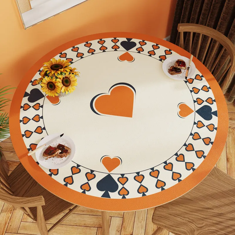 White Simple Table Mat Waterproof Oil-Proof round Leather Tablecloth Household PVC Leather round Tablecloth