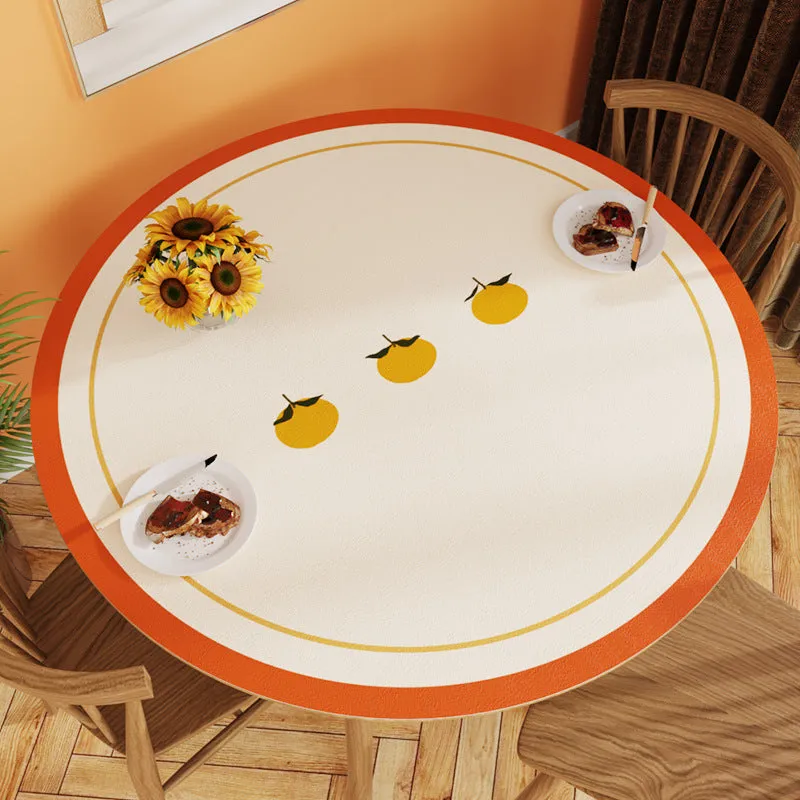 White Simple Table Mat Waterproof Oil-Proof round Leather Tablecloth Household PVC Leather round Tablecloth