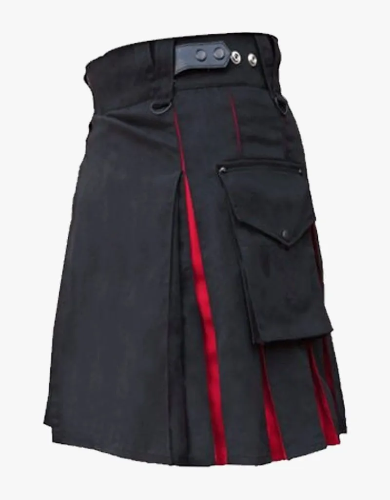 WOMEN'S RED AND BLACK HYBRID KILT