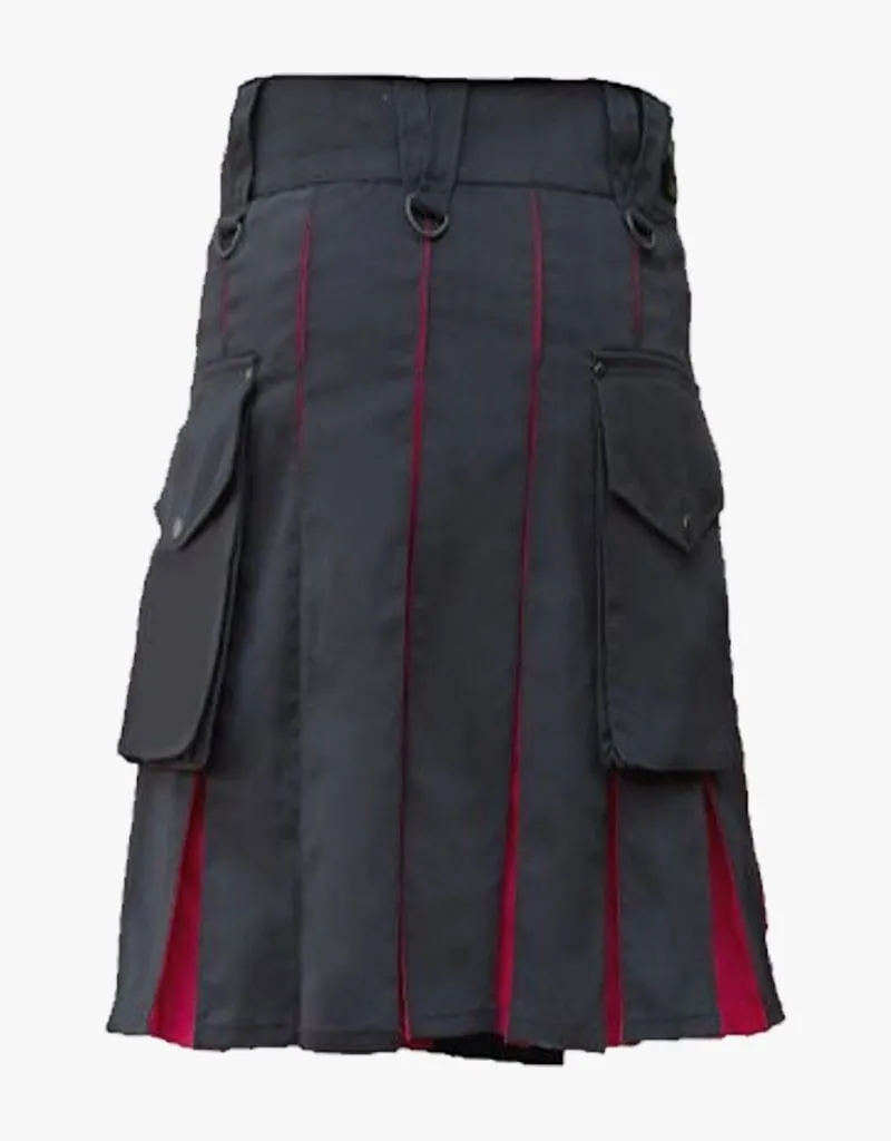 WOMEN'S RED AND BLACK HYBRID KILT