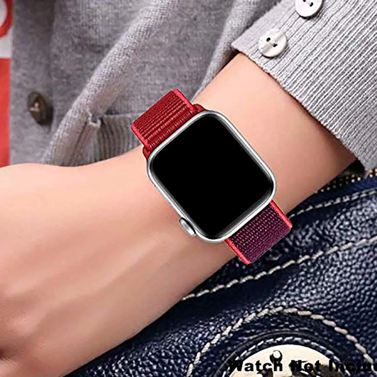 Woven Nylon Strap For Apple Watch-Red (42/44/45/49mm)