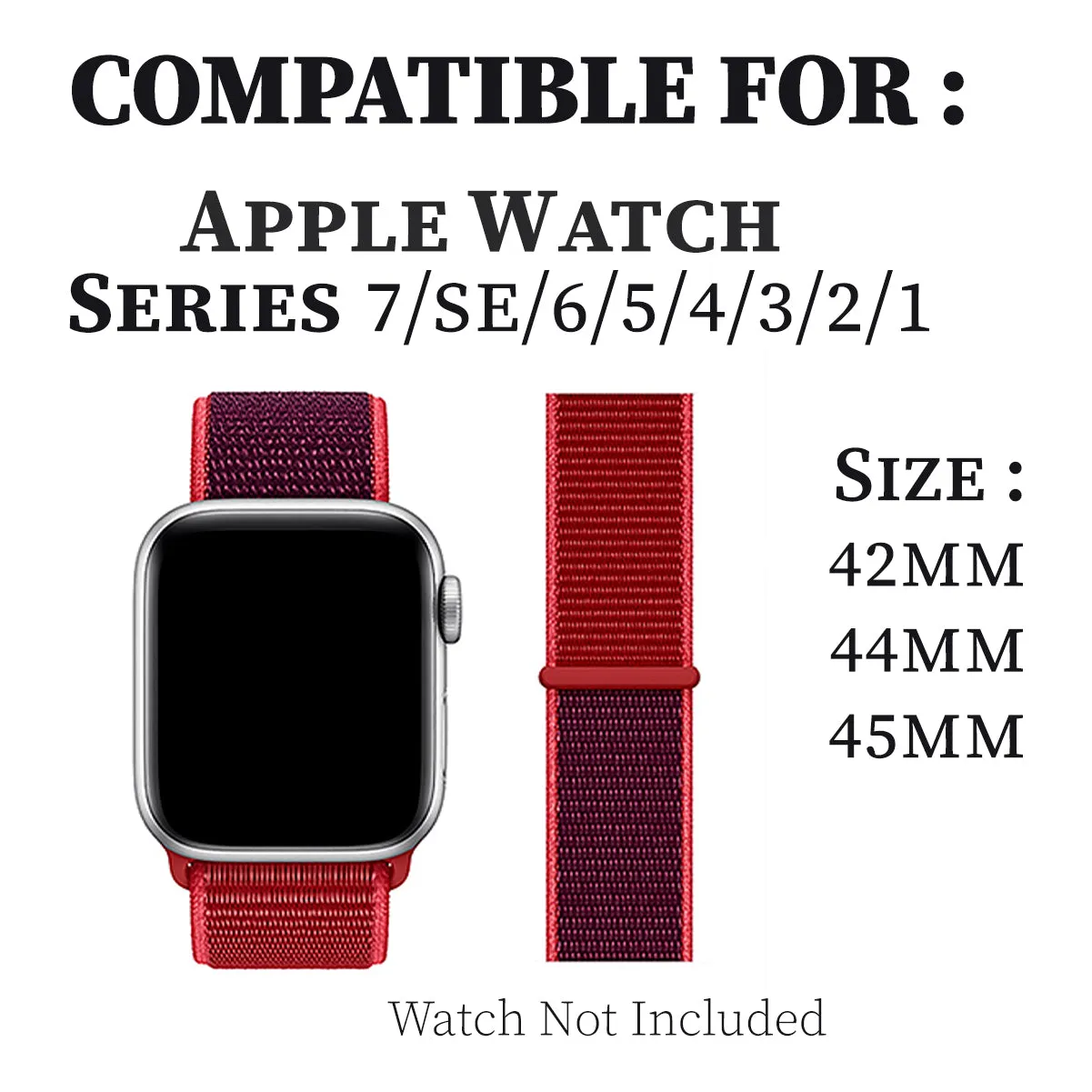 Woven Nylon Strap For Apple Watch-Red (42/44/45/49mm)