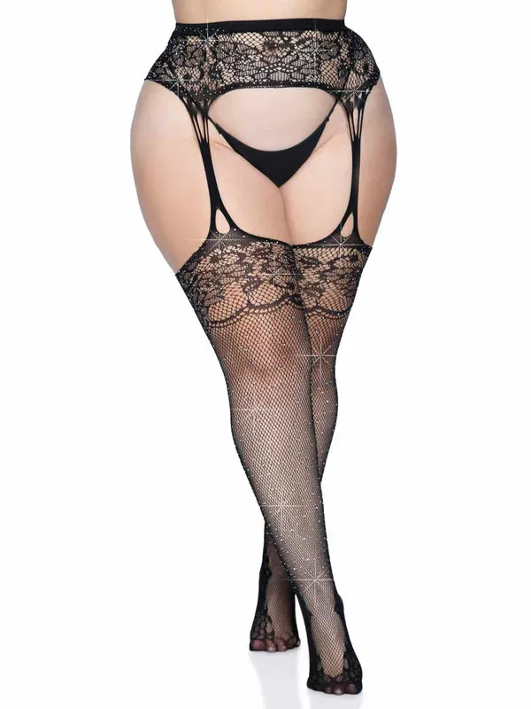 Yana Plus Fishnet Stockings with Garter Belt