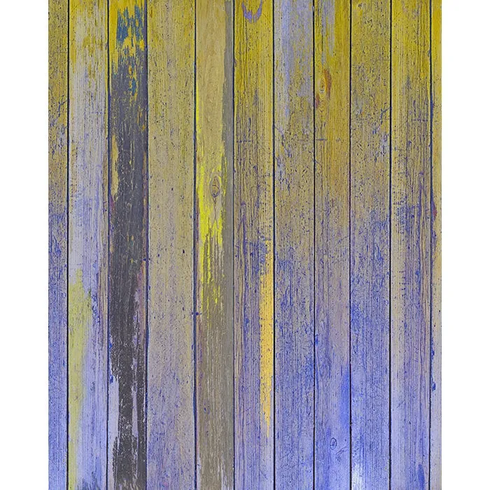 Yellow and Purple Distressed Wood Printed Backdrop